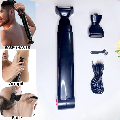 Electric Back Shaver For Men Rechargeable Groomer Foldable Handle Facial Hair Trimmer Razor Back Ha