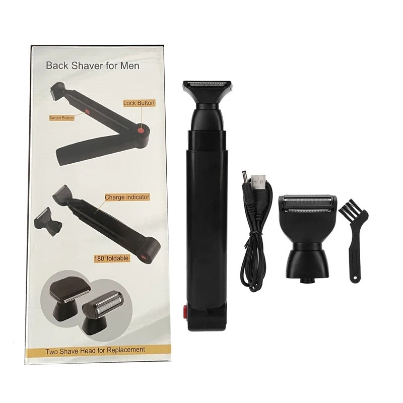 Electric Back Shaver For Men Rechargeable Groomer Foldable Handle Facial Hair Trimmer Razor Back Ha