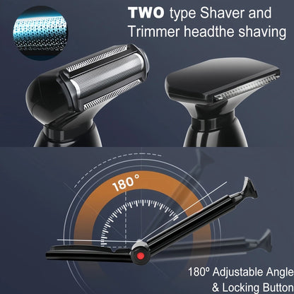 Electric Back Shaver For Men Rechargeable Groomer Foldable Handle Facial Hair Trimmer Razor Back Ha