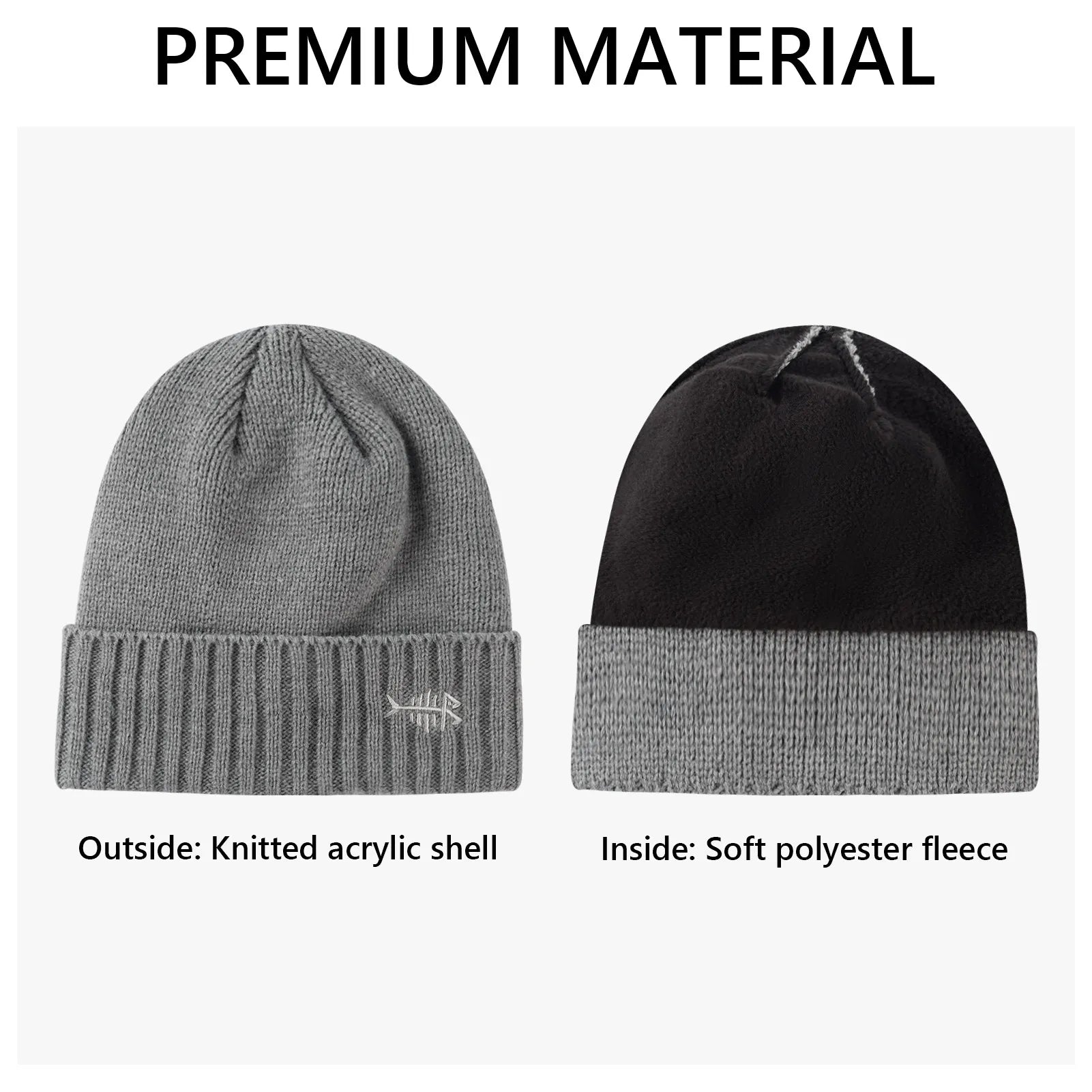 Winter Beanie Hats With Fleece Lining Thick Warm For Men Women Stretchy Fit Unisex Cuffed Knit Hat 1