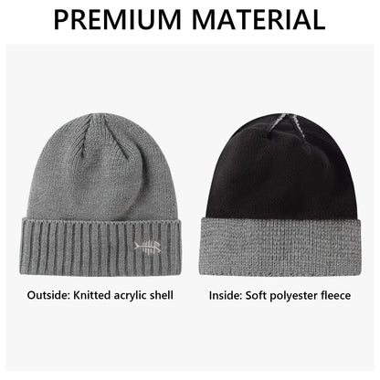 Winter Beanie Hats With Fleece Lining Thick Warm For Men Women Stretchy Fit Unisex Cuffed Knit Hat 1