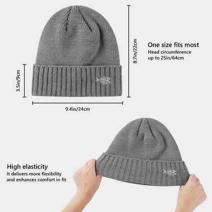 Winter Beanie Hats With Fleece Lining Thick Warm For Men Women Stretchy Fit Unisex Cuffed Knit Hat 2