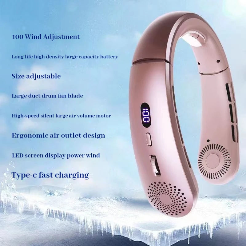Low Noise Speed Hands Free Neck Fan, Lightweight Wearable Sports Fan for Indoor and Outdoor