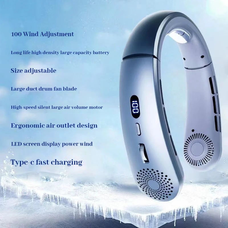 Low Noise Speed Hands Free Neck Fan, Lightweight Wearable Sports Fan for Indoor and Outdoor