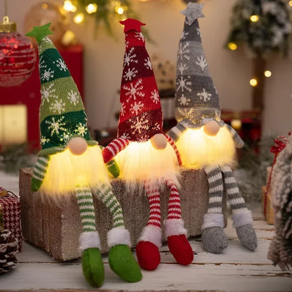 LED Light Plush Christmas Faceless Doll Gnome Ornaments, Tree Pendant Decorations