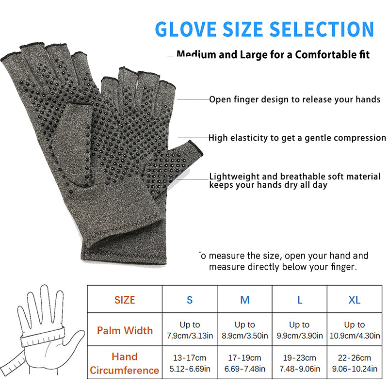 Compression Gloves Grey Half Finger Design Relieve Arthritis Pain Instantly With AntiSlip Pressure  4
