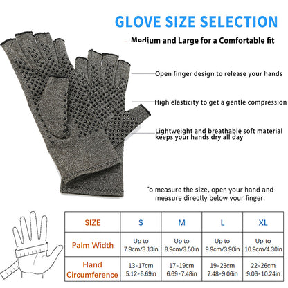 Compression Gloves Grey Half Finger Design Relieve Arthritis Pain Instantly With AntiSlip Pressure  4