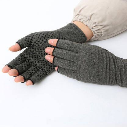 Compression Gloves Grey Half Finger Design Relieve Arthritis Pain Instantly With AntiSlip Pressure  5