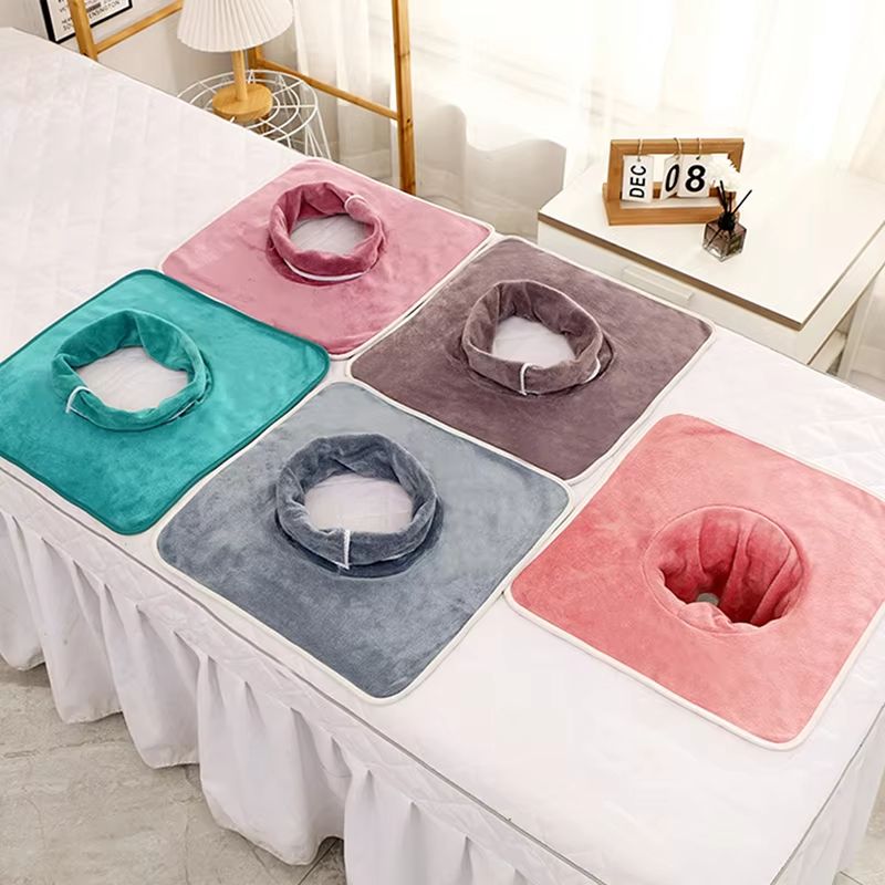 Thickened Beauty SPA Massage Table Face Towel With Hole 35X35 Cm 3
