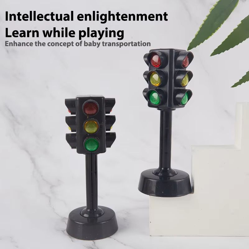 2 Piece Traffic Light Toy Set  Mini Parking Lot Scene Educational Model For Kids 1