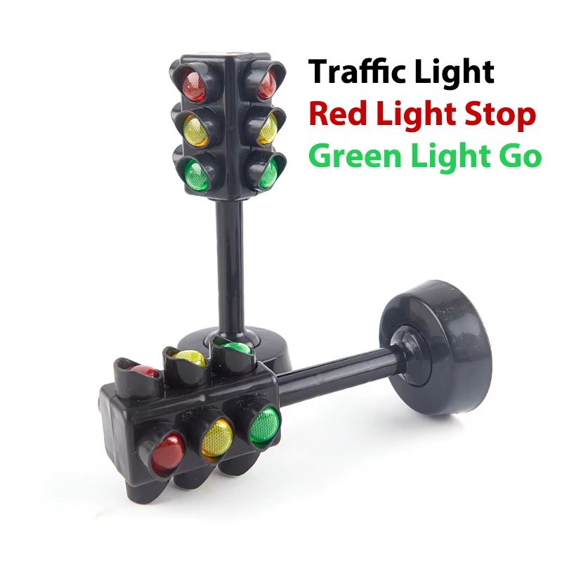 2 Piece Traffic Light Toy Set  Mini Parking Lot Scene Educational Model For Kids 3