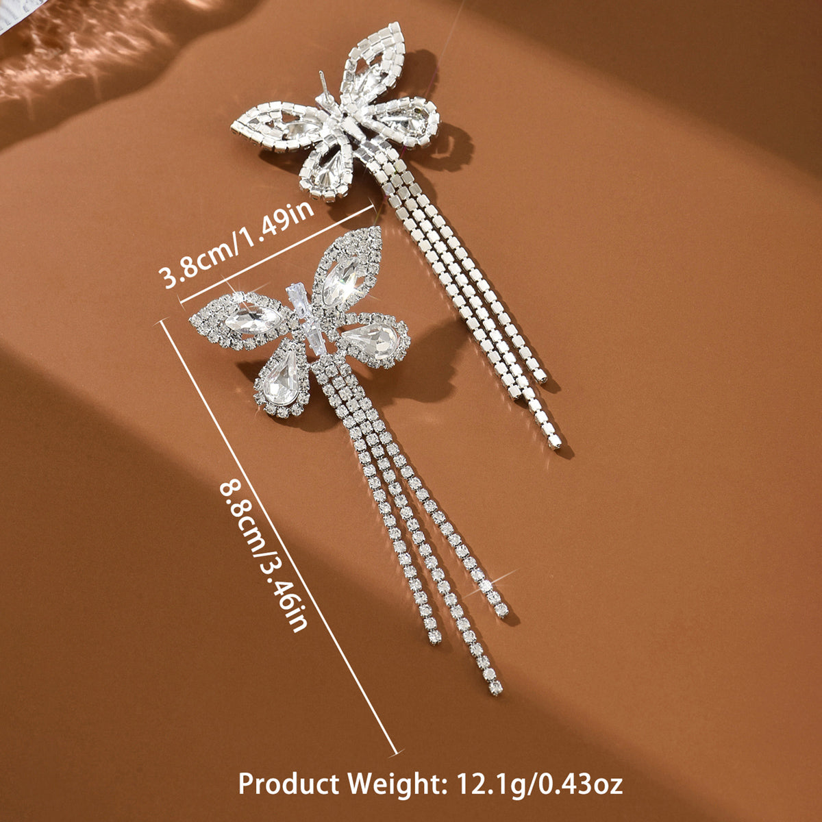 Luxury Full Diamond Butterfly Earrings Elegant Long Tassel HighEnd Ladylike Accessories 4