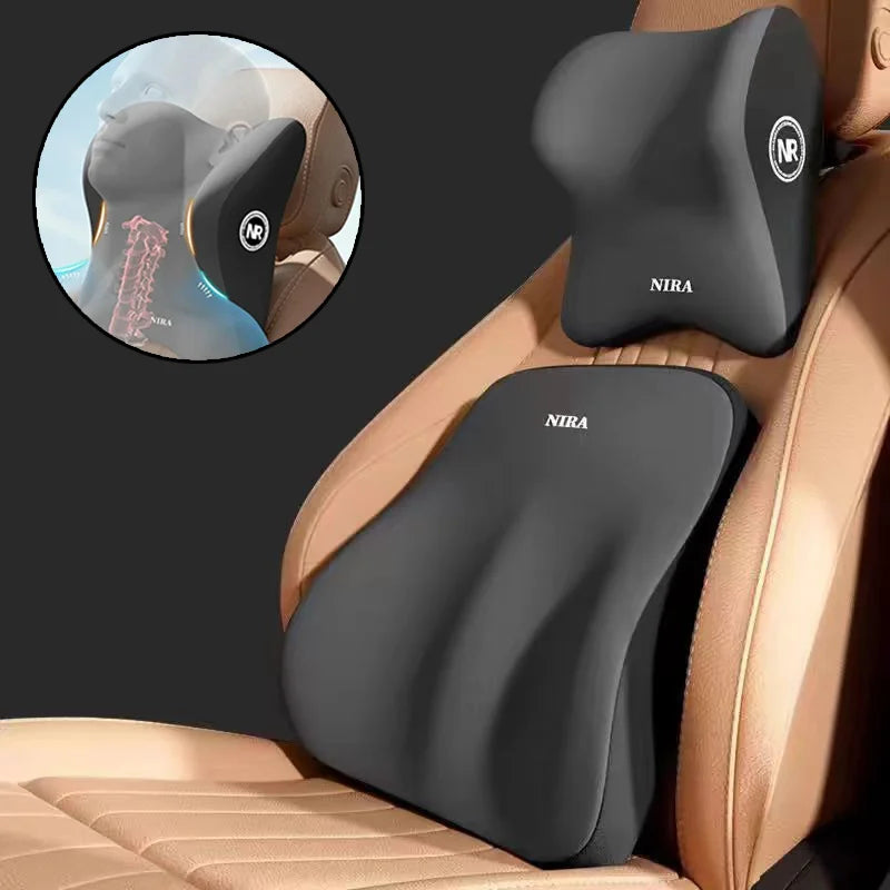 Memory Foam Car Neck Pillow, Lumbar Cushion, Back Support