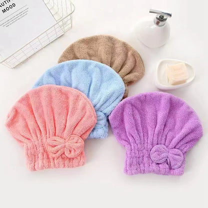Head Wrap with Bow-Knot, Microfiber Hair Turban HairWrap Bath Cap for Curly Long Hair