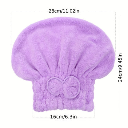 Head Wrap with Bow-Knot, Microfiber Hair Turban HairWrap Bath Cap for Curly Long Hair