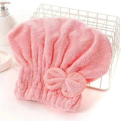 Head Wrap with Bow-Knot, Microfiber Hair Turban HairWrap Bath Cap for Curly Long Hair