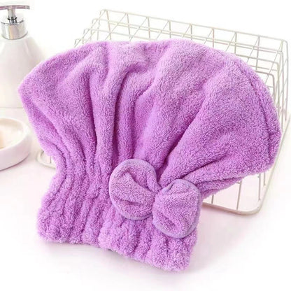 Head Wrap with Bow-Knot, Microfiber Hair Turban HairWrap Bath Cap for Curly Long Hair