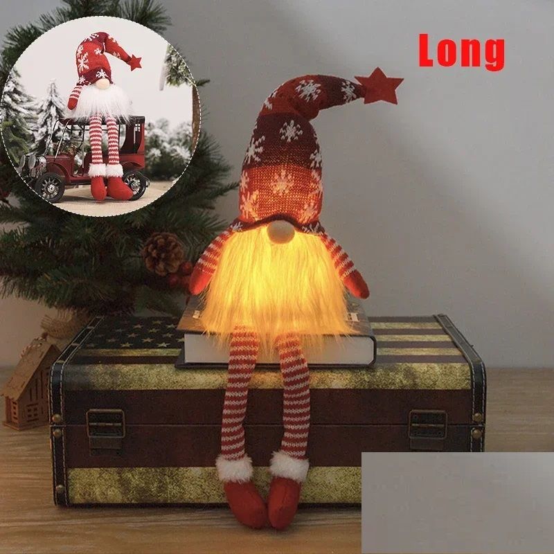 LED Light Plush Christmas Faceless Doll Gnome Ornaments Tree Pendant Decorations 6