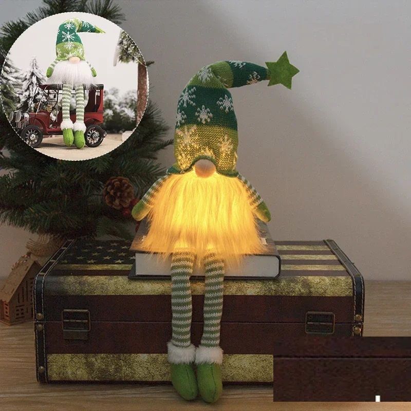 LED Light Plush Christmas Faceless Doll Gnome Ornaments Tree Pendant Decorations 8