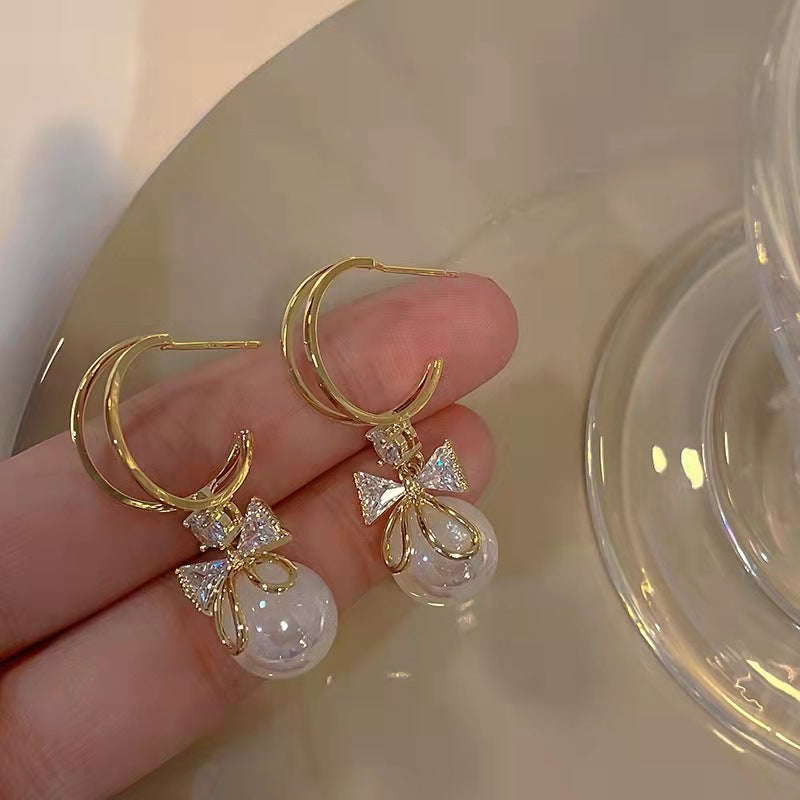 Crystal Zircon Butterfly Water Drop Tassel Earrings For Women Pearl Long Earring Party Daily Jewelr 2