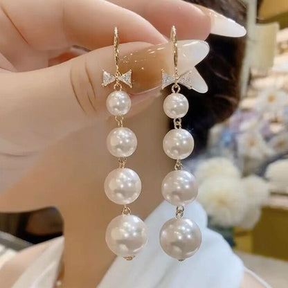 Crystal Zircon Butterfly Water Drop Tassel Earrings For Women Pearl Long Earring Party Daily Jewelr 3