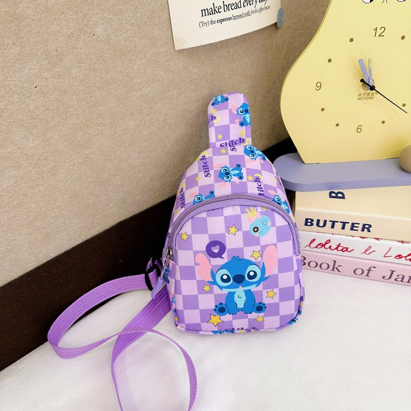 Cartoon Anime Crossbody Bag Stitch  Angel Sling Chest Bag Fashionable Casual Shoulder Bag With Coin 7