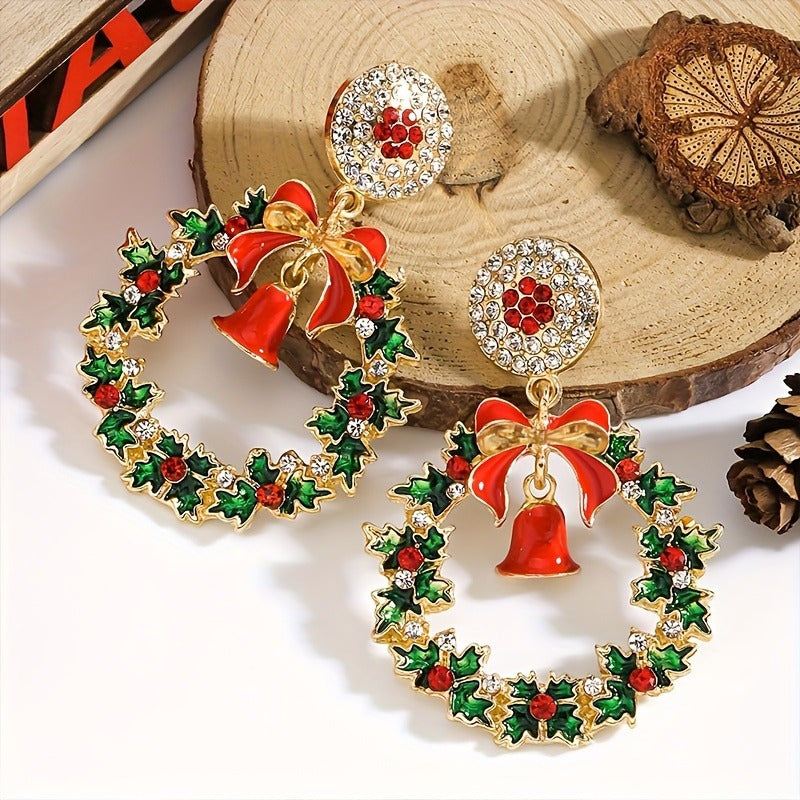 Holiday Party Gifts Metal Bowknot Loop Dangle Earrings for Women Jewelry Accessories Holiday Party Gifts
