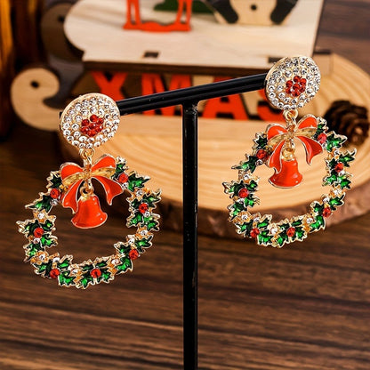 Holiday Party Gifts Metal Bowknot Loop Dangle Earrings for Women Jewelry Accessories Holiday Party Gifts
