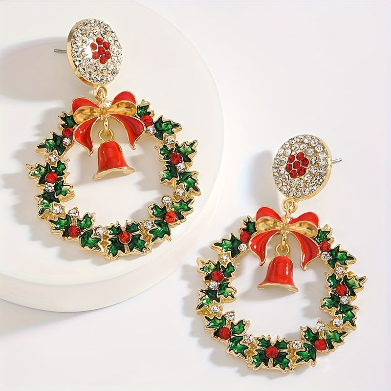 Holiday Party Gifts Metal Bowknot Loop Dangle Earrings for Women Jewelry Accessories Holiday Party Gifts