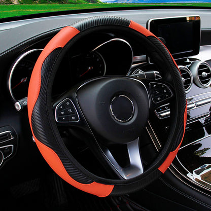 Carbon Fibre Leather Steering Wheel Cover Without Inner Ring For Automotive Supplies 6
