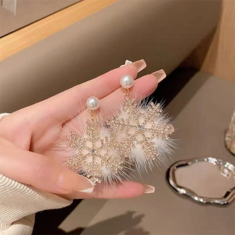 Cute Elk Snowman Long Earrings Red Flocking Bowknot Christmas Drop Earrings For Womenl Long Earring 4