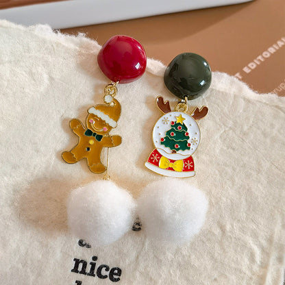 Cute Elk Snowman Long Earrings Red Flocking Bowknot Christmas Drop Earrings For Womenl Long Earring 12
