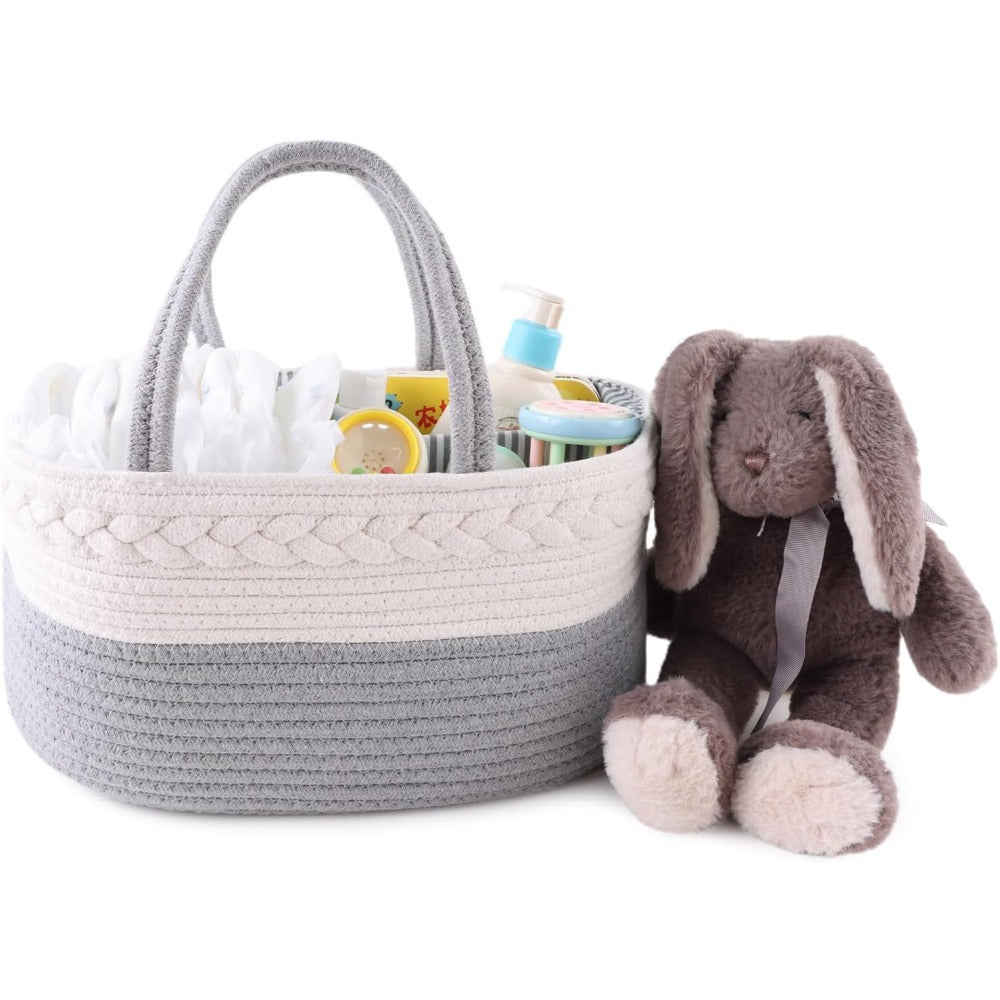 Baby Diaper Storage Basket, Cotton Caddy Organizer for Changing Table
