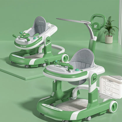 Anti-Rollover Baby Walker with Learning Toy, Multifunctional Infant Walker