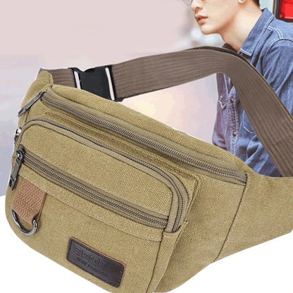 Men's Belt Bag Travel Canvas Waist Pack, Fashion Chest Bag Pouch for Phone, Hip Bag Waist Pack Male