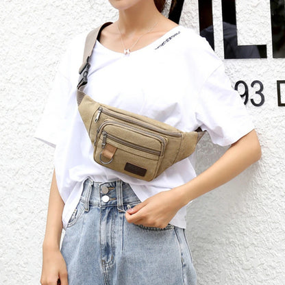 Mens Belt Bag Travel Canvas Waist Pack Fashion Chest Bag Pouch For Phone Hip Bag Waist Pack Male 5