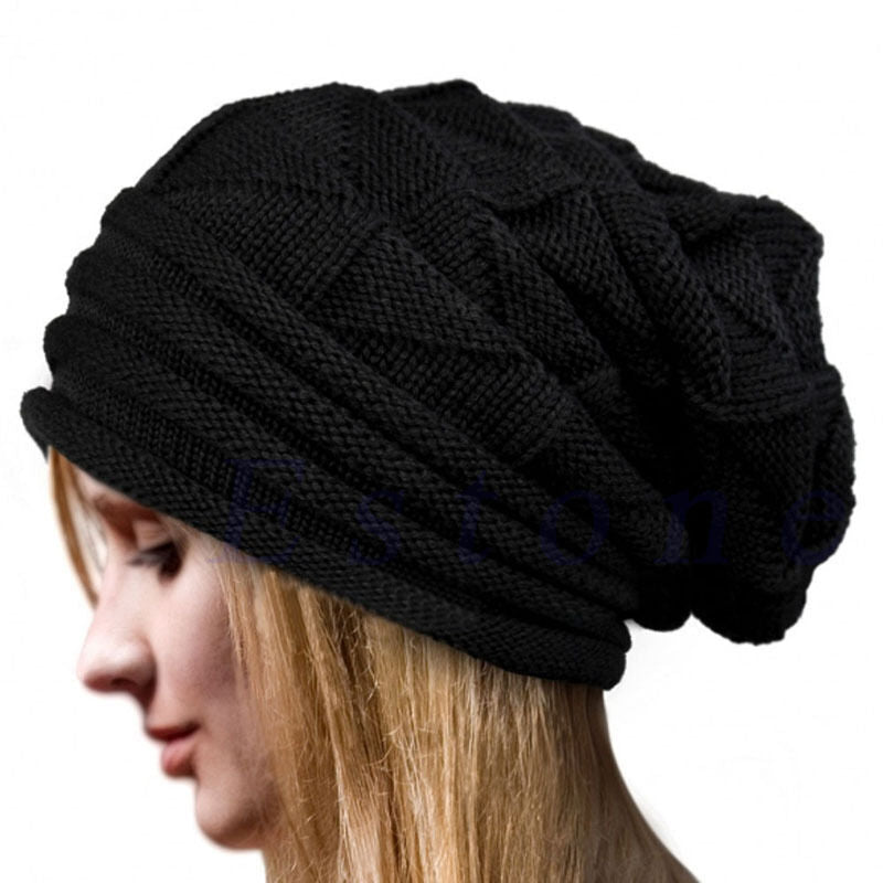 Knitted Baggy Beanie, Oversized Winter Wool Cap, Slouchy Ski Hat for Men and Women Wool Warm Cap Beanies Unisex
