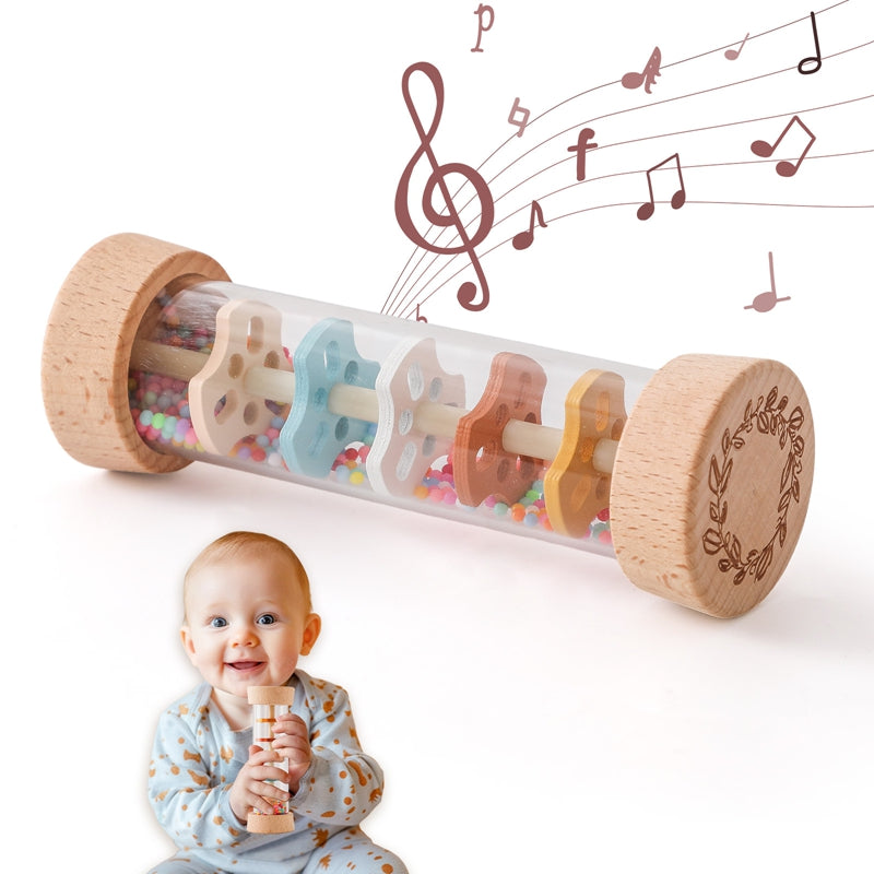 Montessori Sensory Toy, Baby Rain Stick Music Rattle, Rainbow Hourglass, Educational Gift for Kids