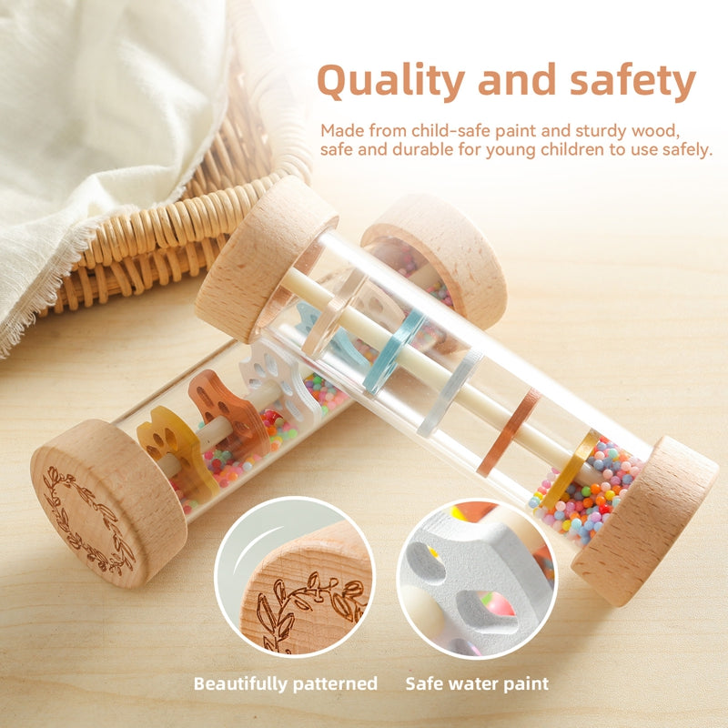 Montessori Sensory Toy Baby Rain Stick Music Rattle Rainbow Hourglass Educational Gift For Kids 1