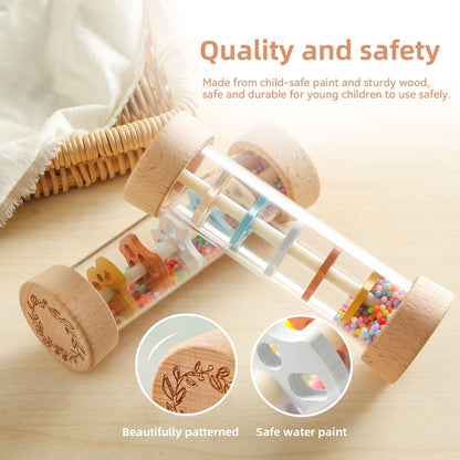 Montessori Sensory Toy Baby Rain Stick Music Rattle Rainbow Hourglass Educational Gift For Kids 1