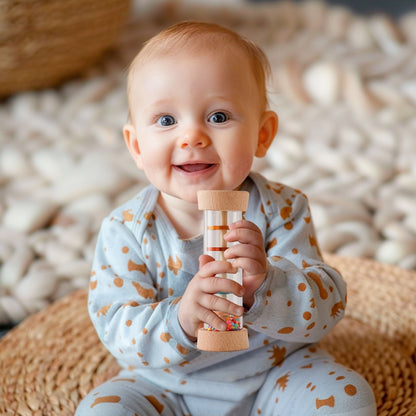 Montessori Sensory Toy Baby Rain Stick Music Rattle Rainbow Hourglass Educational Gift For Kids 2