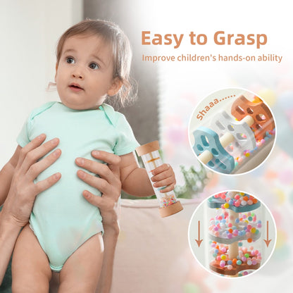 Montessori Sensory Toy Baby Rain Stick Music Rattle Rainbow Hourglass Educational Gift For Kids 4