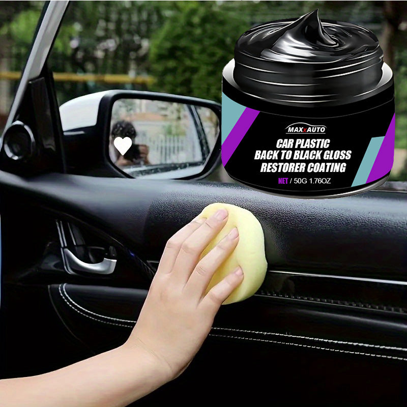 Car Plastic Restorer, Back to Black Gloss Renewal Wax Coating Agent, Auto Interior Leather & Panel Polish Repair