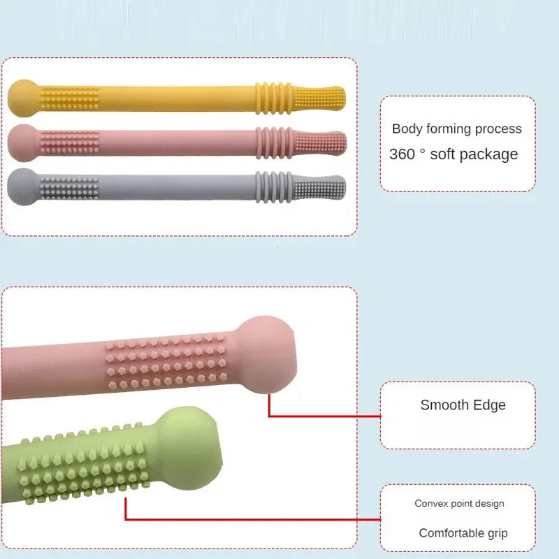 Silicone Molar Straw Baby Teething Toys Molar Silicone Baby Chewable Safe Toy 2