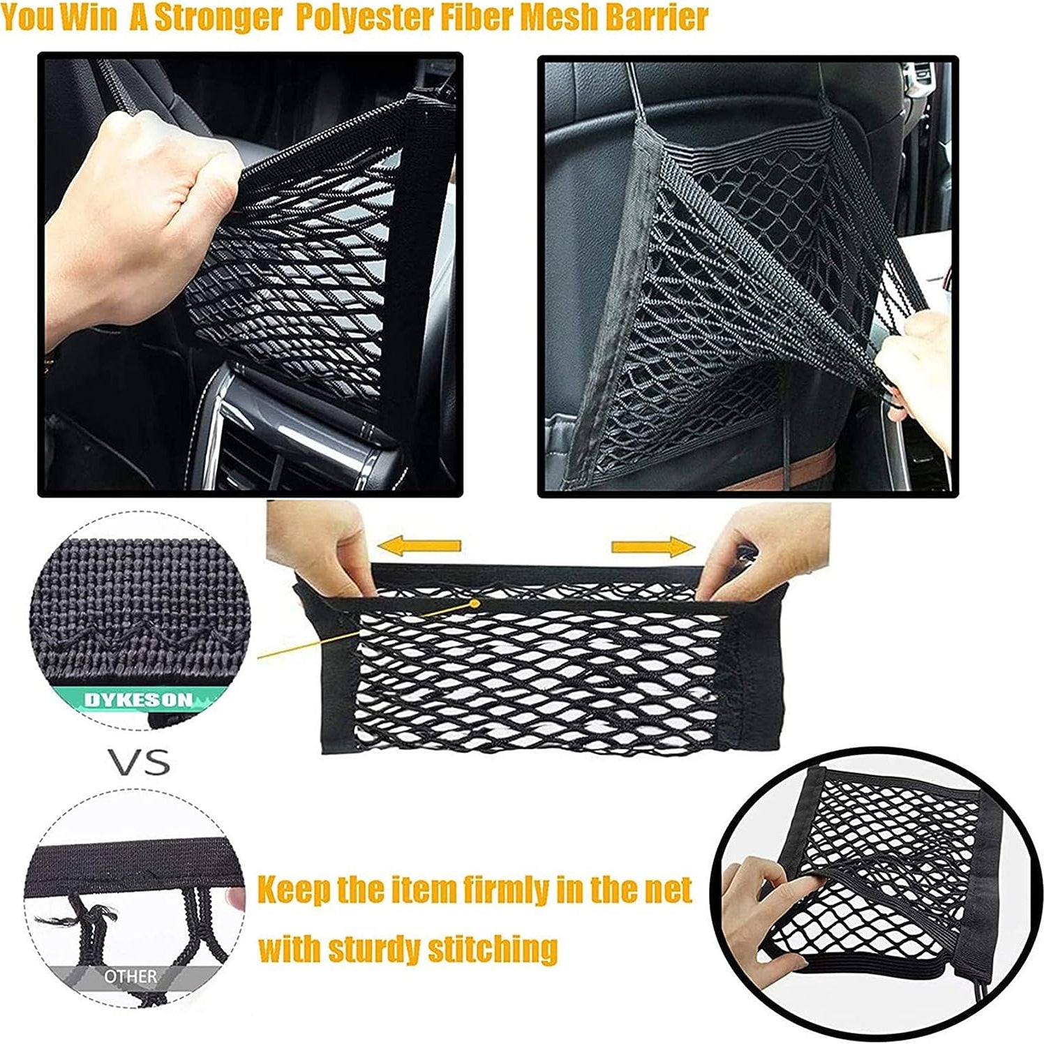 Dog Car Barrier Safety Protector, Mesh Net with Automatic Storage Bag, Pet Barrier Guard
