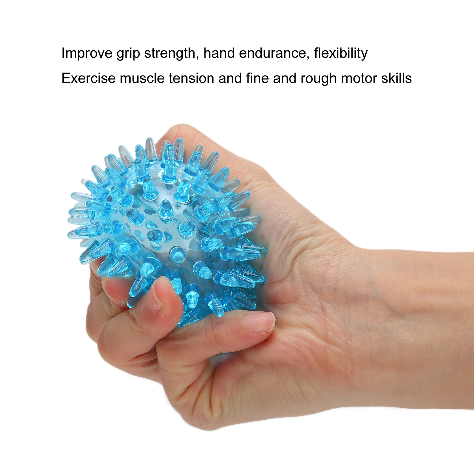 Spiky Ball for Hand Strength Recovery, Stress Relief, and Exercise, Transparent Hollow Soft Grip Ball for Wrist and Hand