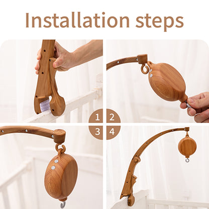 Newborn Crochet Bed Bell Hanging Toy, Imitation Wood Grain Plastic Bed Bell Bracket
