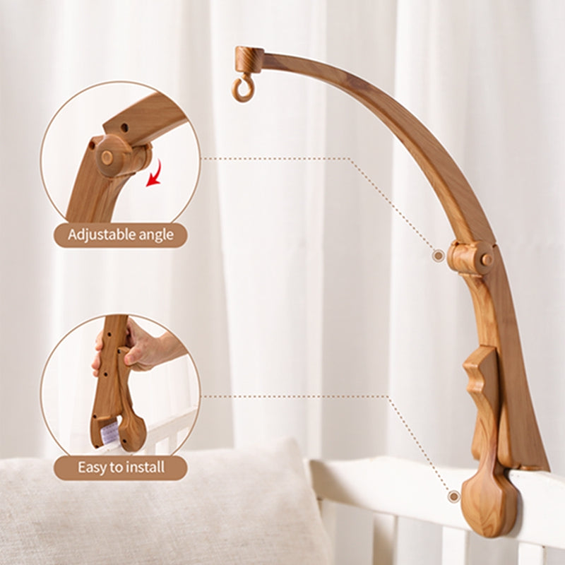 Newborn Crochet Bed Bell Hanging Toy, Imitation Wood Grain Plastic Bed Bell Bracket