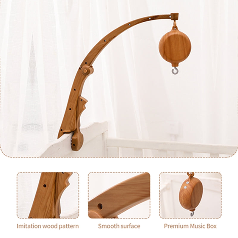 Newborn Crochet Bed Bell Hanging Toy, Imitation Wood Grain Plastic Bed Bell Bracket