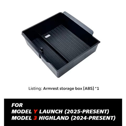 MaxStore Console  Armrest Storage Box For Tesla Model Y 2025 Juniper  ABS Organizer With Silicone A 1